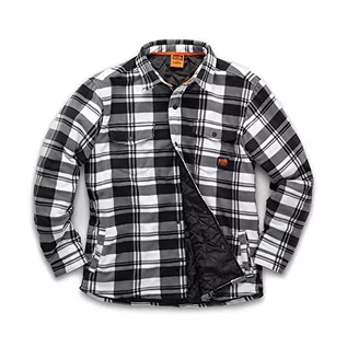 Kurtki męskie - Scruffs Męska kurtka robocza wyściełana koszula w kratę, czarna/biała, XL, czarny/biały, XL - grafika 1