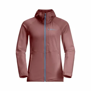 Damska kurtka polarowa Jack Wolfskin KOLBENBERG HOODED FZ W mineral red - XS - Kurtki damskie - miniaturka - grafika 1