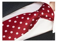 Krawaty i muchy męskie - JEDWAB 100% Krawat Groszki Jedwabny BORDOWY kj211 - miniaturka - grafika 1