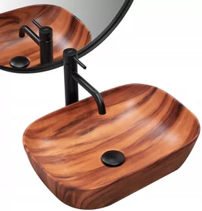 Domotechnika Umywalka nablatowa 46,5x33x13,5 cm, brąz / imitacja drewna mat R/U5051 - Umywalki - miniaturka - grafika 1