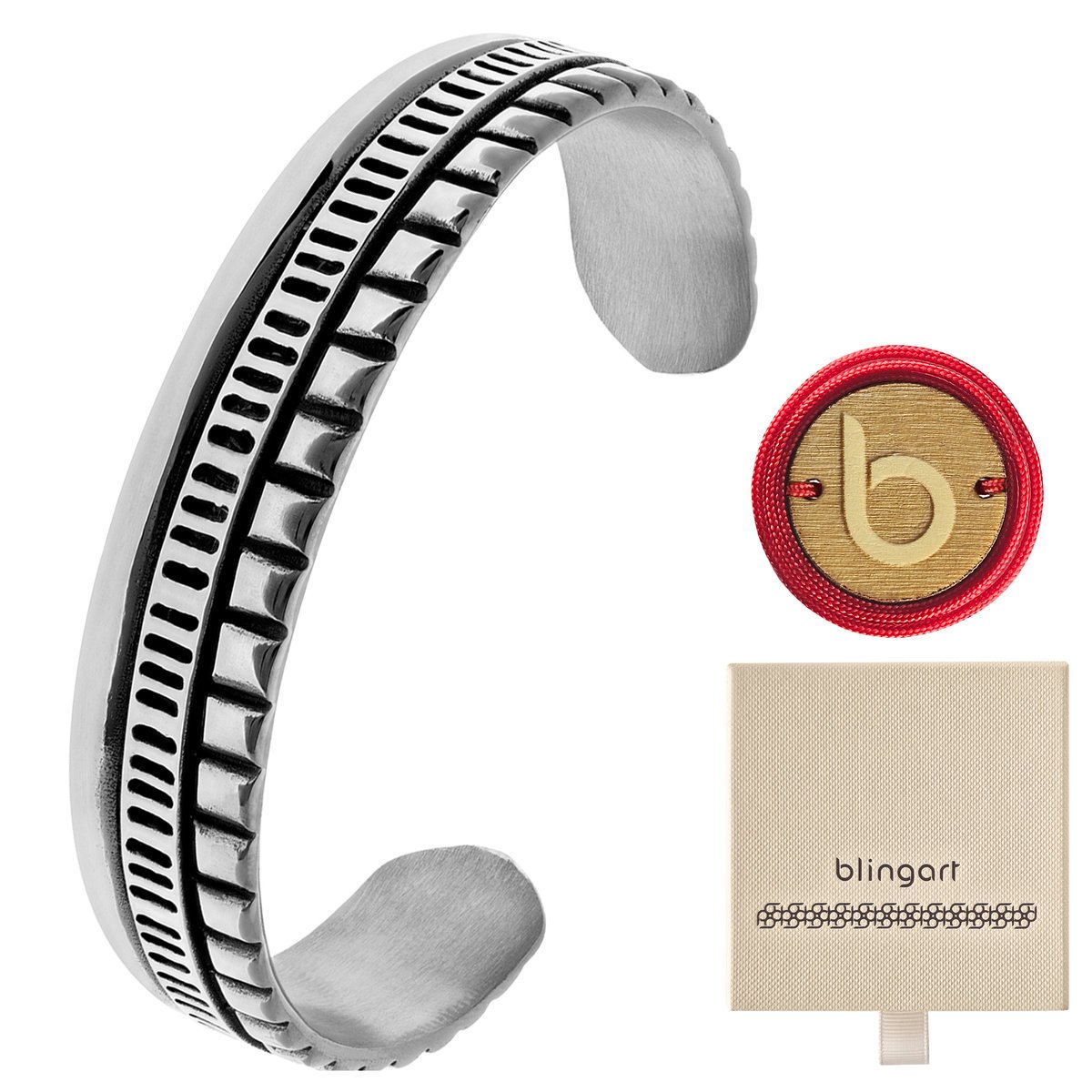 Bransoletka męska BANGLA sztywna ZDOBIONA stal 316