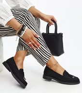 Mokasyny damskie - Czarne zamszowe mokasyny Vinceza-37 - miniaturka - grafika 1