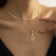 Łańcuszki - Naszyjnik łańcuszek wąż snake żmija złoty prezent - miniaturka - grafika 1