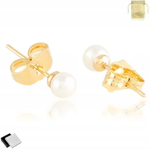 Piękne Złote Kolczyki Perełki Białe 18K Dla Niej - Kolczyki - miniaturka - grafika 1