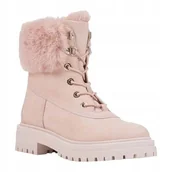 Botki damskie - GEOX IRIDEA DAMSKIE RÓŻOWE BOTKI ZE SKÓRĄ Z FUTERKIEM 39 OPA - miniaturka - grafika 1