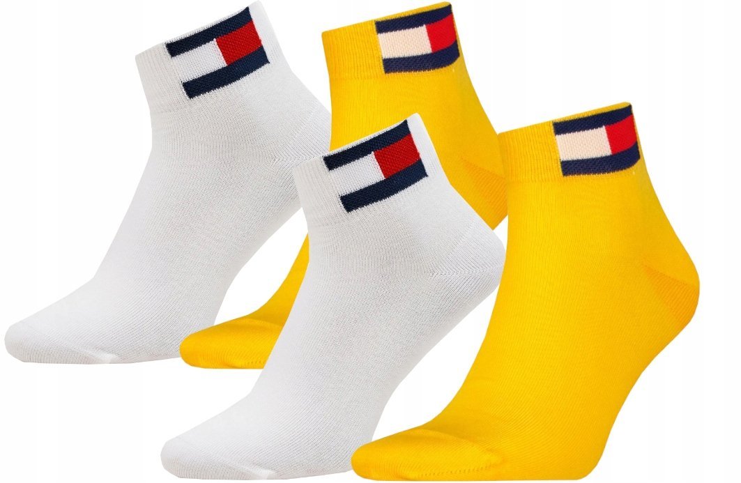 TOMMY HILFIGER SKARPETY MĘSKIE STOPKI 39-42 biała żółta