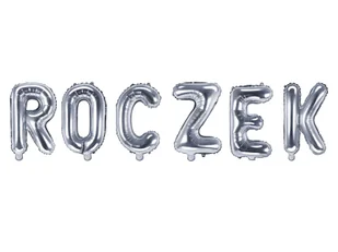 Zestaw balonów foliowych "Roczek" srebrny - 35 cm - Baby shower i roczek - miniaturka - grafika 1