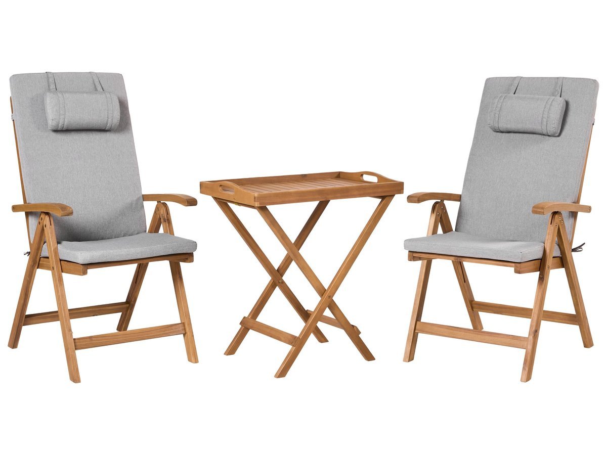 Zestaw mebli balkonowych JAVA PREMIUIM Drewno akacjowe Szary