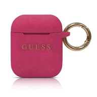 Akcesoria do słuchawek - GUESS Guess Silicone Case etui do AirPods (Fuksja) GUACCSILGLFU - miniaturka - grafika 1