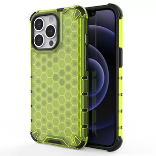 Hurtel Honeycomb etui pancerny pokrowiec z żelową ramką iPhone 13 Pro zielony - Etui i futerały do telefonów - miniaturka - grafika 1