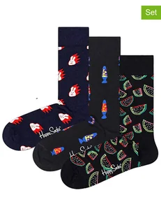Happy Socks Skarpety (3 pary) w kolorze czarnym - Skarpetki męskie - miniaturka - grafika 1