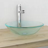 Umywalki - vidaXL Umywalka z bezbarwnego, hartowanego szkła 42 cm - miniaturka - grafika 1