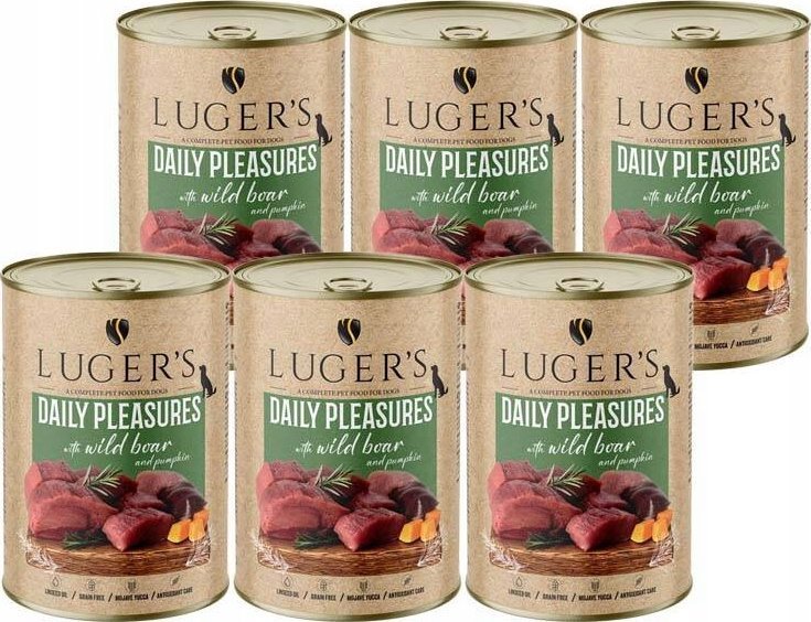 Karma mokra dla psa Luger's Daily Pleasures z dzikiem i dynią zestaw 6 x 400 g