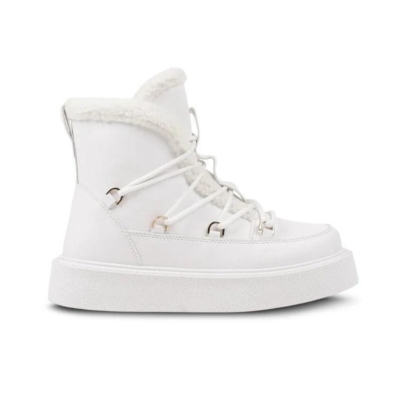 Botki Damskie Eleganckie Sznurowane Wysokie Stylowe Modne Cieple Klasyczne Z Skóry Ekologicznej Ocieplane Białe Styria 39