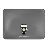Torby na laptopy - Karl Lagerfeld Karl Lagerfeld Sleeve KLCS14PISFG 13/14" srebrny/siver Saffiano Ikonik Karl KF000900-0 - miniaturka - grafika 1