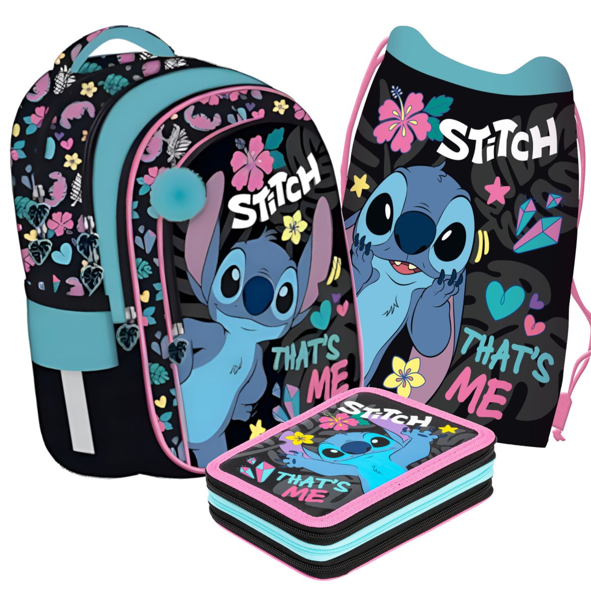 ZESTAW 3 CZĘŚCI PLECAK SZKOLNY PIÓRNIK 3 KOM. WOREK LILO&STITCH THAT'S ME DISNEY