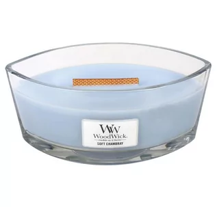 Świece - WoodWick Świeca zapachowa HearthWick Flame - Soft Chambray - Subtelna Lekkość ww_świeca_hearthwick_soft chambray - grafika 1