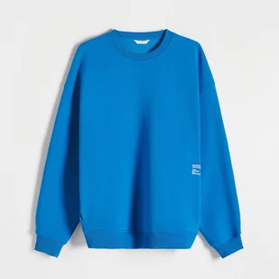Reserved - Bluza z minimalistycznym nadrukiem - Niebieski - Bluzy męskie - miniaturka - grafika 1