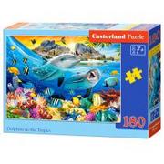 Puzzle - Castorland Puzzle 180 Delfiny w tropikach B-018468 - - miniaturka - grafika 1