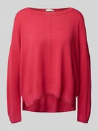 Swetry damskie - Sweter z dzianiny o kroju oversized z okrągłym dekoltem - miniaturka - grafika 1