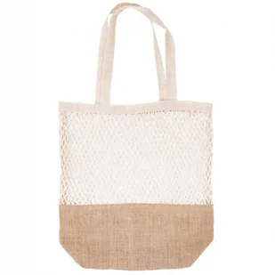 Torba, siatka, reklamówka bawełniana, jutowa, na zakupy, zakupowa, pleciona, NATURAL, 42x13x28 cm O-731414 - Torby i wózki na zakupy - miniaturka - grafika 1