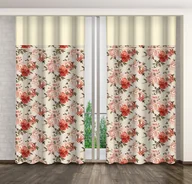Zasłony - Zasłona Gotowa Na Żabki, 160X270, Kremowa W Kwiaty, Zml-001 - miniaturka - grafika 1