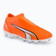 Piłka nożna - Buty piłkarskie dziecięce PUMA Ultra Match LL FG/AG ultra orange/puma white/blue glimmer - miniaturka - grafika 1