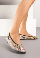 Baleriny - Czarne Haftowane Balerinki z Siateczki z Kwiatowym Motywem Feviane - miniaturka - grafika 1