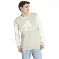 Bluzy męskie - adidas Męska bluza polarowa z dużym logo Essentials, Szpachlówka szara/złamana biel, M - miniaturka - grafika 1