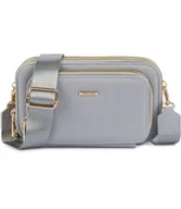 Torebki damskie - Mała prostokątna mini torebka kopertówka 3 komory 2 paski - miniaturka - grafika 1