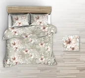 Pościel - Pościel Z Kory 140X200 Beżowa Duże Herbaciane Rysowane Kwiaty - miniaturka - grafika 1