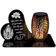 Lampiony i znicze - SOLARNY ZNICZ LED AŻUROWY PODSTAWKA STATUETKA NA CMENTARZ GRÓB DUŻA SERCE - miniaturka - grafika 1