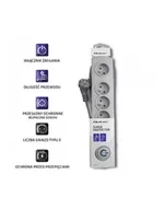 Listwy zasilające - qoltec Listwa antyprzepięciowa 5 gniazd | 1.8m | Szara - miniaturka - grafika 1