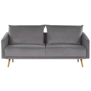 Beliani Sofa 3-osobowa welurowa szara MAURA - Sofy i kanapy - miniaturka - grafika 1