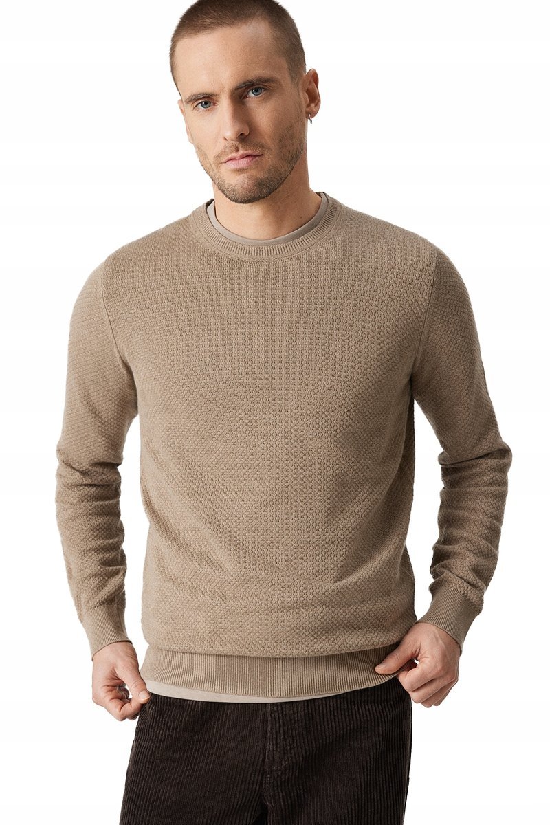 Sweter Męski Beżowy Bawełniany O-neck Próchnik PM17 L