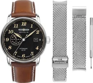 Zegarki męskie - Zestaw męski ZEPPELIN 8668M-2_SET brązowy klasyczny dodatkowy pasek - miniaturka - grafika 1
