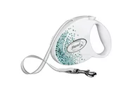 Smycze dla psów - FLEXI Glam smycz M 5m taśma zdobienie Splash Ocean biała - miniaturka - grafika 1