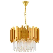Lampy sufitowe - KLASYCZNY ŻYRANDOL KRYSZTAŁOWY ZŁOTY FERA D40 - miniaturka - grafika 1