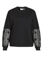 Koszulki i topy damskie - Vila VIRICTA L/S LACE Sweat Top/SU, czarny, XS - miniaturka - grafika 1