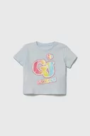 Koszulki dla dziewczynek - Guess t-shirt bawełniany dziecięcy kolor niebieski - miniaturka - grafika 1