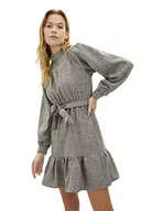 Sukienki - TRENDYOL Damska sukienka mini Ruffle Hem Standing Collar Woven, szary, 42 - miniaturka - grafika 1