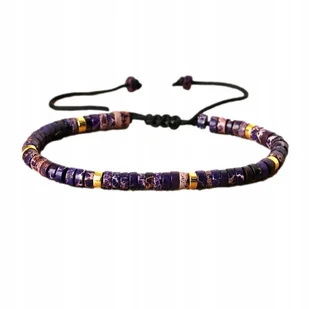 Bransoletka Kamień Naturalny Fioletowy Jaspis Morski 2 x 4 mm Regulowany - Bransoletki - miniaturka - grafika 1