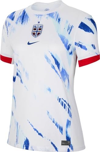 Nike Top Norway Dri-Fit Stadium JSY Short Sleeve Away, White/University Red/Old Royal, FZ0164-100, L