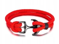 Bransolety męskie - Nowa męska bransoleta kotwica - survivalowy styl bransoletka czerwona 19 cm - miniaturka - grafika 1