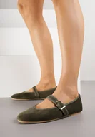 Baleriny - Zielone Balerinki w Stylu Mary Jane Urifiel - miniaturka - grafika 1