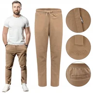 Dresy męskie - SPODNIE DRESOWE Męskie Długie Bez Ściągacza RABBIT Jasny Brąz Pako Jeans - miniaturka - grafika 1
