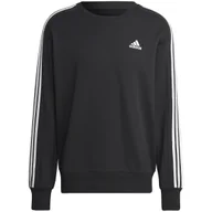 Bluzy męskie - Bluza męska adidas Essentials French Terry 3-Stripes czarna IC9317 2XL - miniaturka - grafika 1