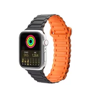 Akcesoria do smartwatchy - Dux Ducis Strap (Armor Version) pasek Apple Watch SE, 8, 7, 6, 5, 4, 3, 2, 1 (41, 40, 38 mm) silikonowa magnetyczna opaska bransoleta czarno-pomarańczowy - miniaturka - grafika 1