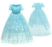 Stroje karnawałowe - Sukienka strój elza elsa balowa kraina lodu 122/128 cekinowa śnieżki z peleryną - miniaturka - grafika 1