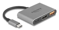 Adaptery i przejściówki - DeLOCK 61071 adapter kablowy 0,1 m USB Type-C USB Type-C + USB Type-A + HDMI Szary 61071 - miniaturka - grafika 1